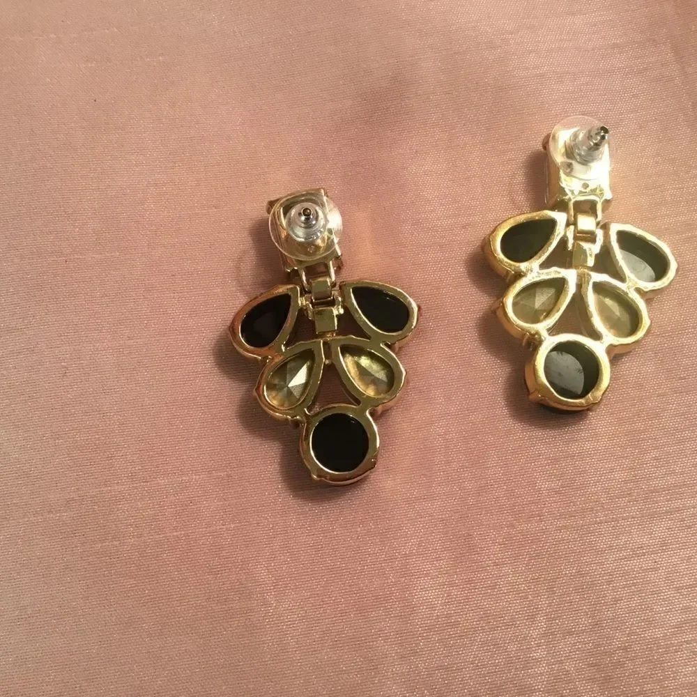 Goldtone  Blue and Clear Glamour Earrings